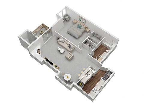1 Bedroom 1 bath 3D floor plan at Laurel Creek, California, 94533